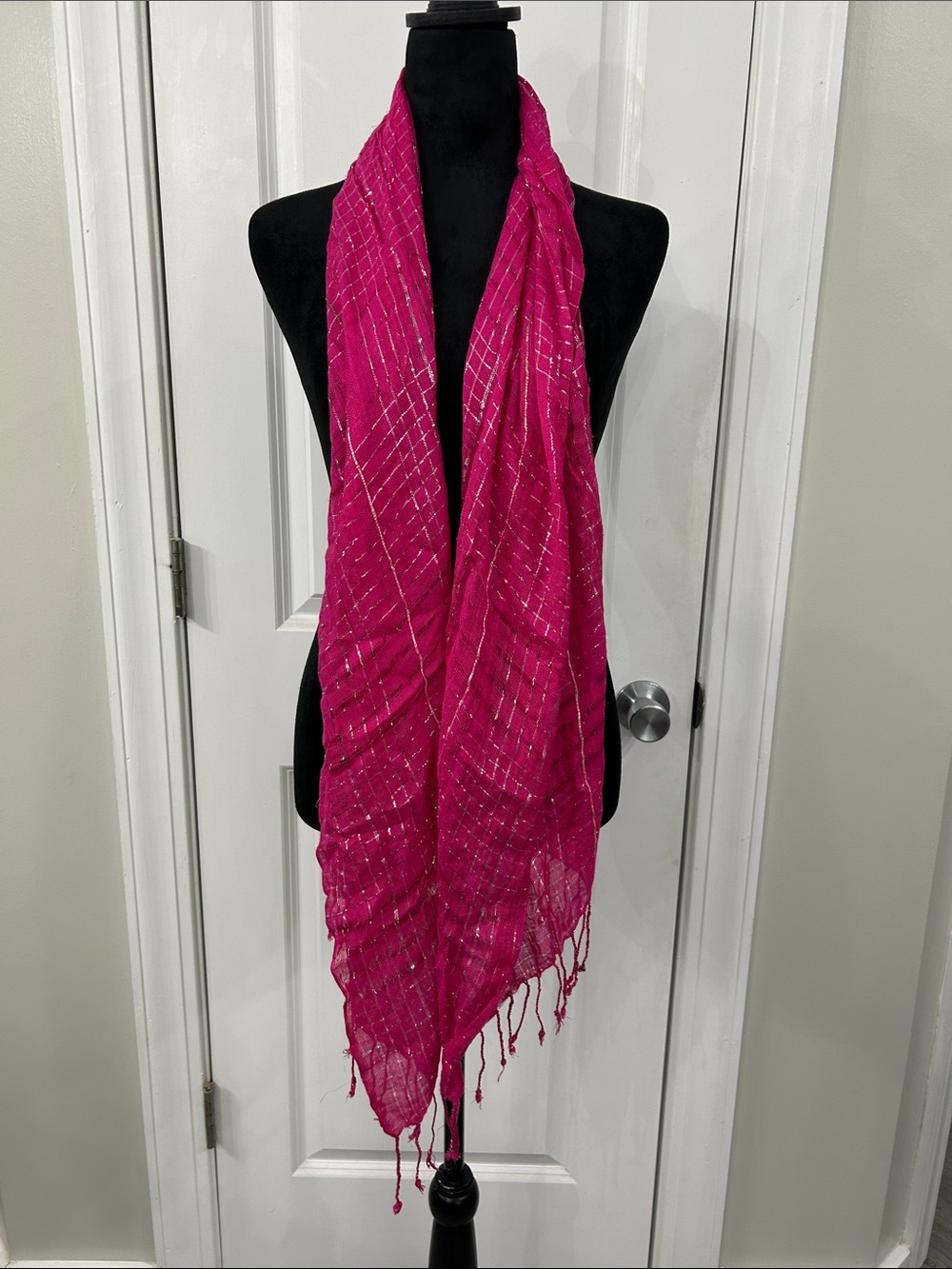 Fuchsia Metallic Thread Scarf